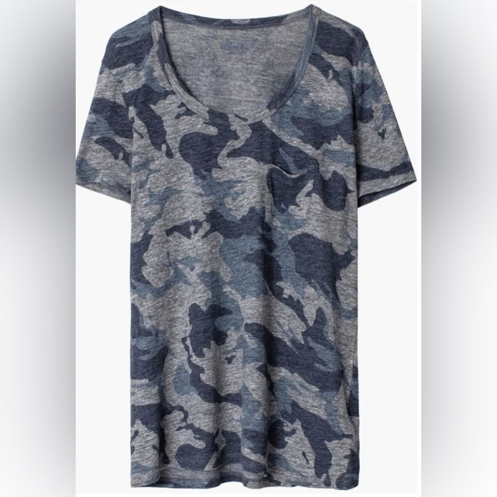 Zadig & Voltaire Blue Gray Camo Short Sleeve Tee